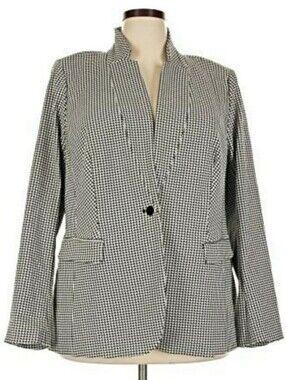 Lane Bryant , Sexy Stretch, Houndstooth Black White Blazer, Size 20